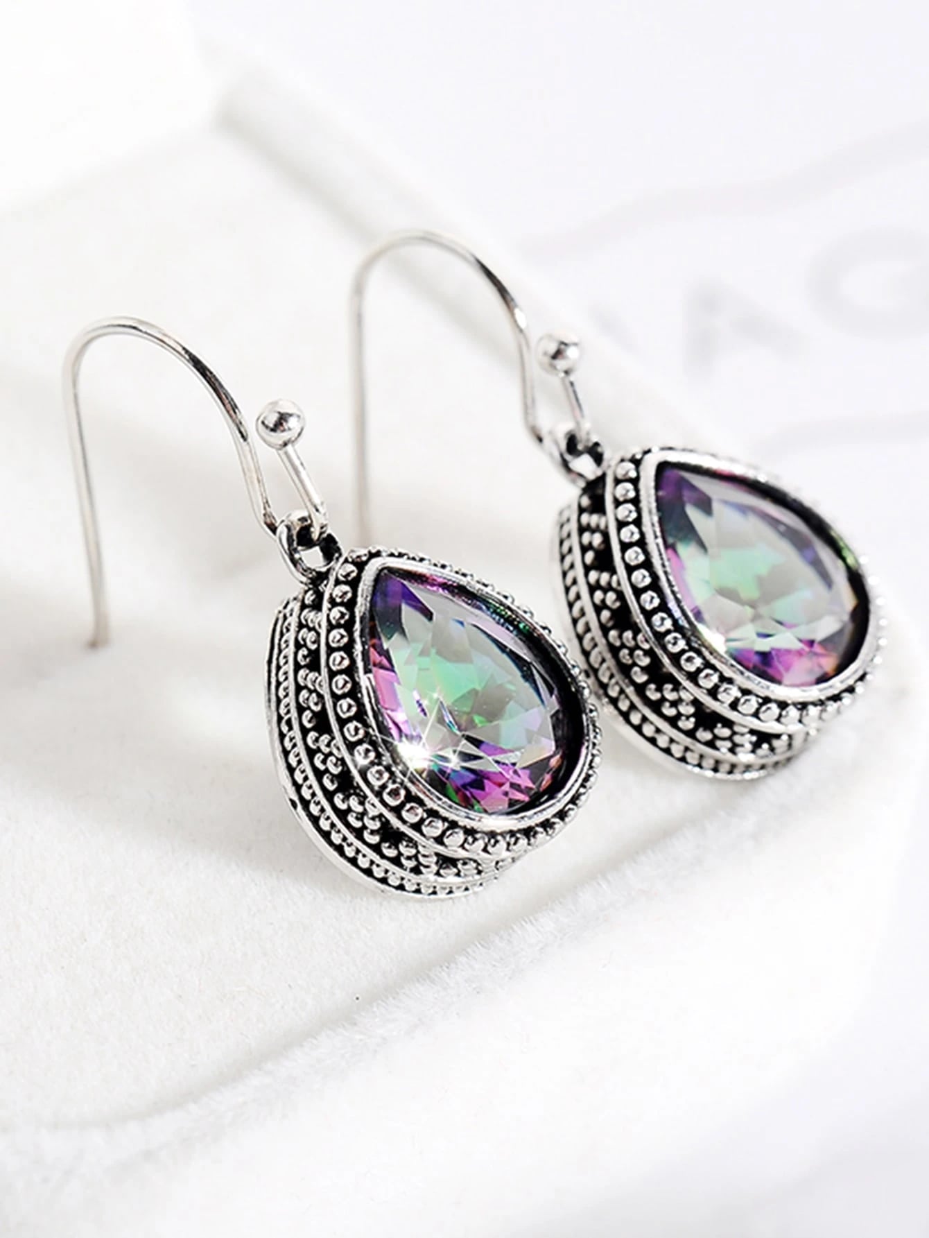 Vintage Waterdrop Topaz Earrings Silver (lab created)