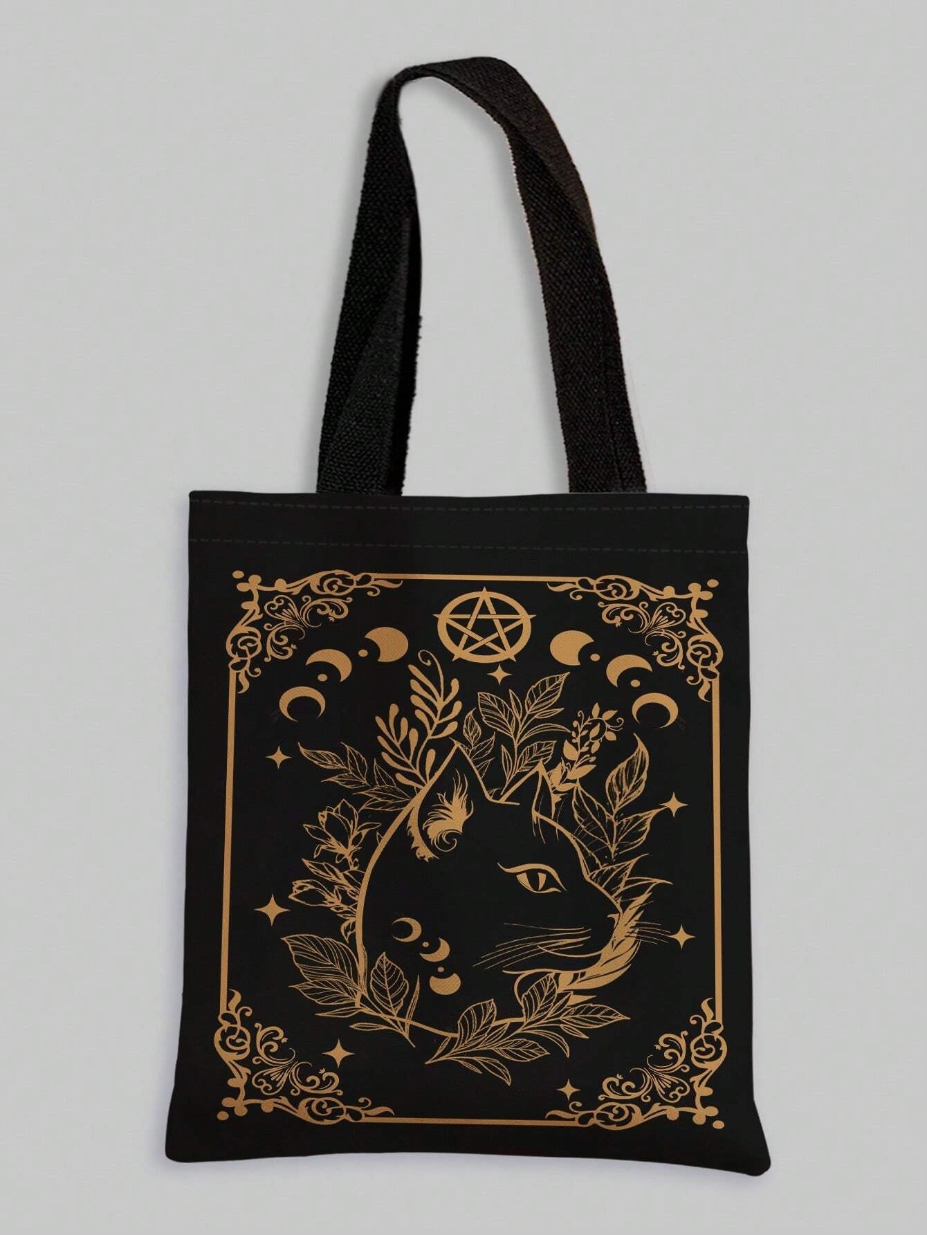 Cat Pattern Double Sided Printed Shoulder Canvas Bag