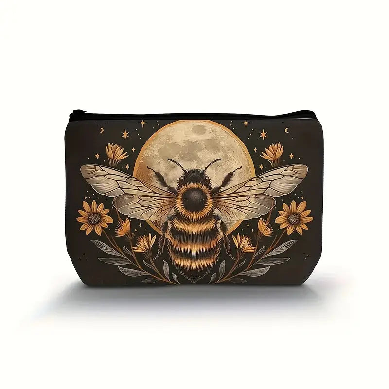 Vintage Daisy Flower Queen Bee Makeup Bag
