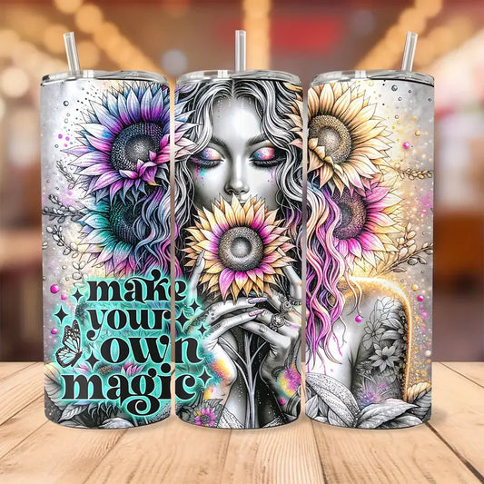 20 oz Make Your Own Magick Stainless Steel Tumbler with Lid and Straw, 20oz