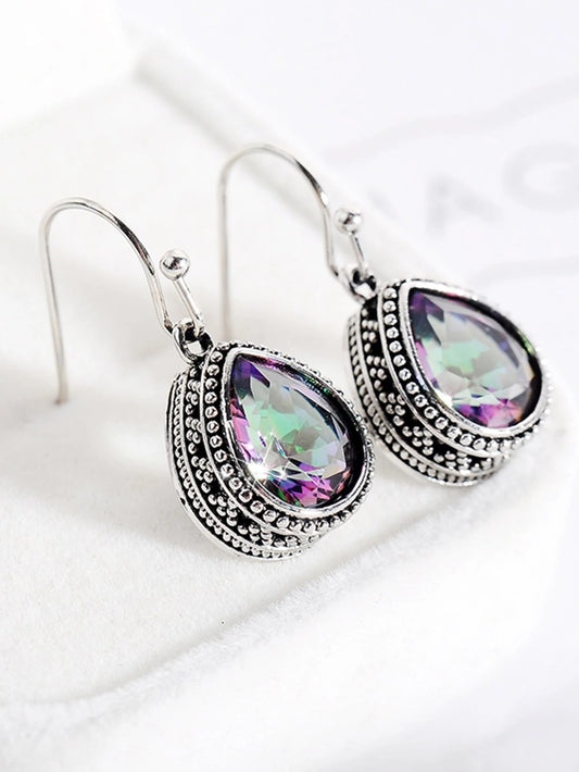 Vintage Waterdrop Topaz Earrings Silver (lab created)