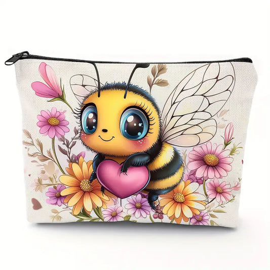 Polyester Cosmetic Bag with Cute Bee Design