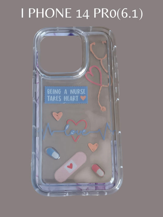 Nurse themed clear phone case for I Phone 14 pro