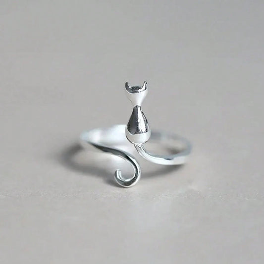 Adjustable Little Cat Design Ring