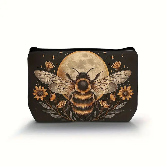 Vintage Daisy Flower Queen Bee Makeup Bag