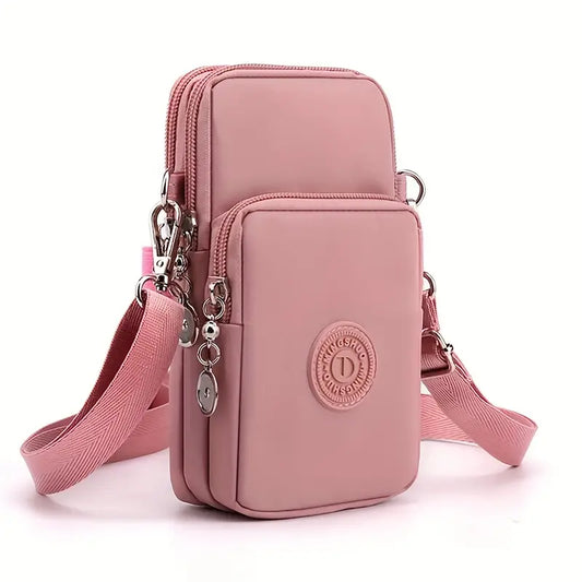Nylon Crossbody Phone Bag with Leather Lining