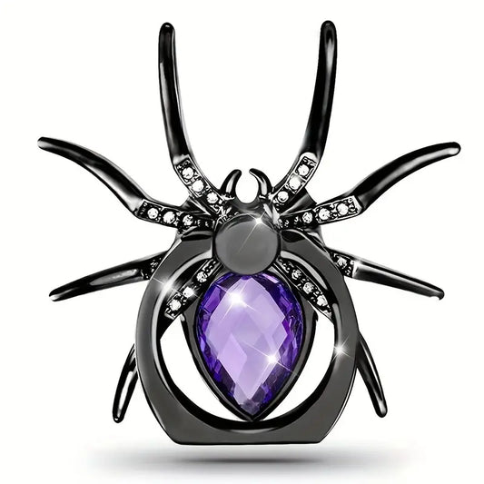 Creative Spider Ring Phone Holder Rhinestone Phone Kickstand for All Smartphone -Purple