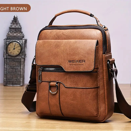 [Genuine Leather Crossbody Bag] Brown