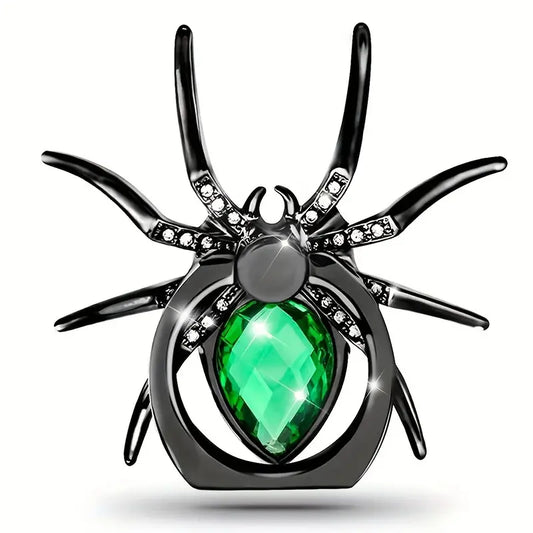 Creative Spider Ring Phone Holder Rhinestone Phone Kickstand for All Smartphone - Green