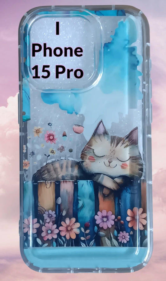 Cat on Fence clear phone case for I Phone 15 pro