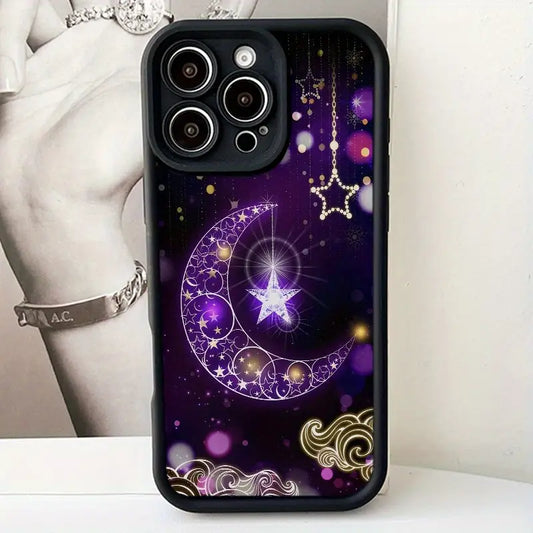 Purple Shining Moon And Stars for iPhone 14 Plus