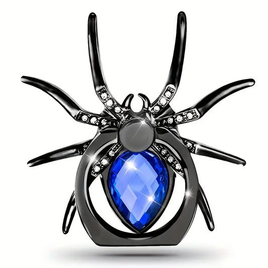 Creative Spider Ring Phone Holder Rhinestone Phone Kickstand for All Smartphone=Blue